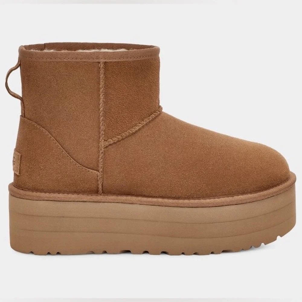 UGG CLASSIC MINI PLATFORM BOOTS NWT NIB Shoes chestnut - Picture 2 of 10